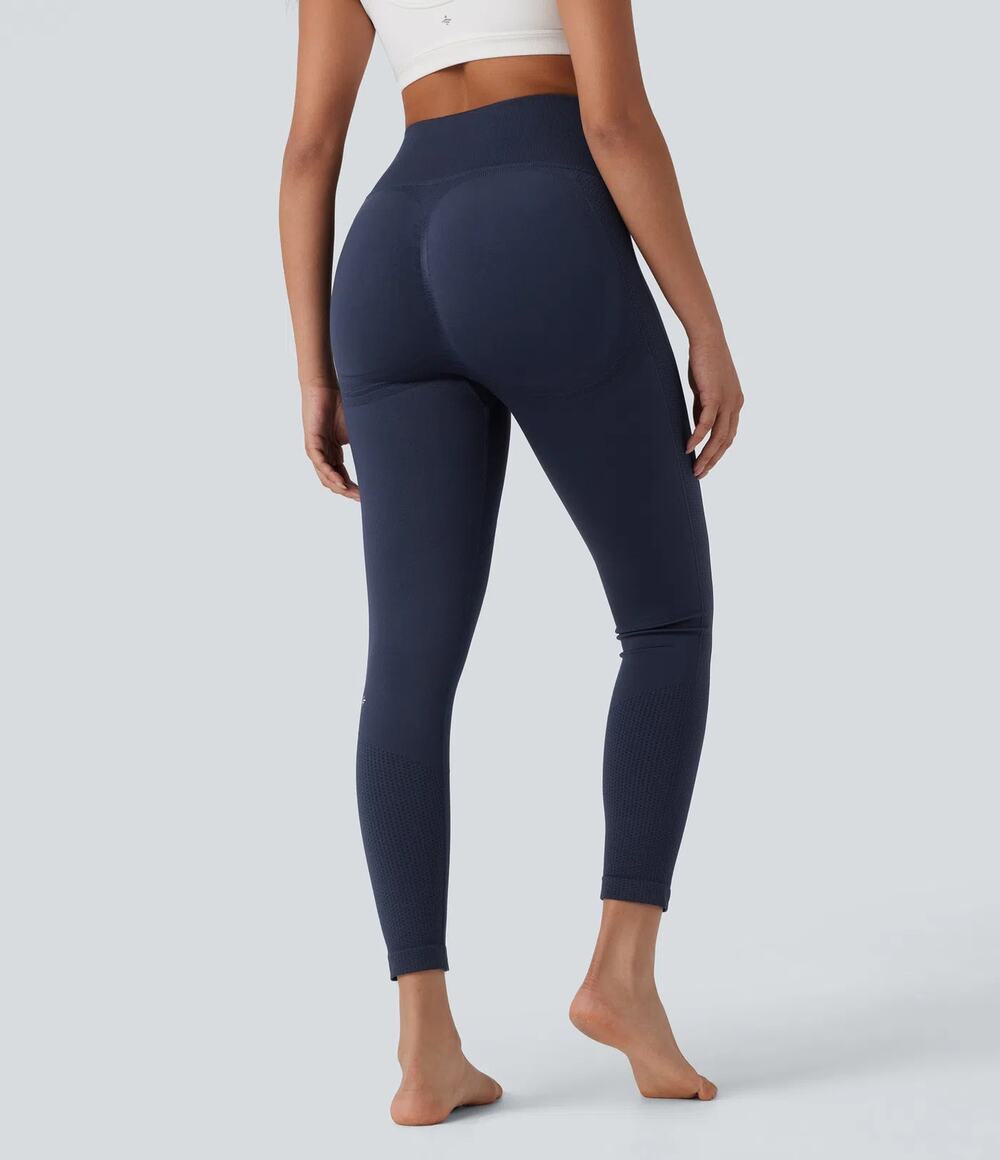 Halara Seamless Tummy Control Butt Lifting Yoga Pilates Leggings 7/8 Peacoat S